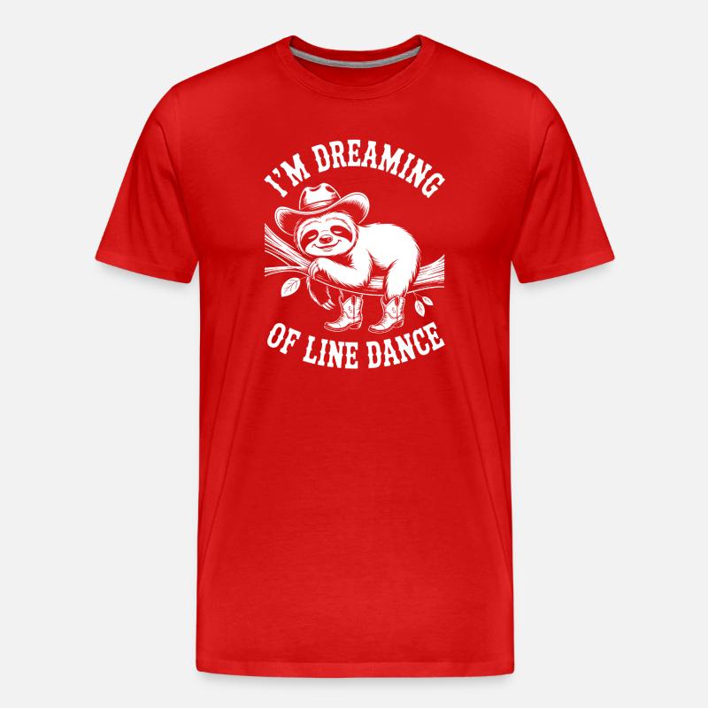 Faultier  im Line Dance Traum - Männer Premium Bio T-Shirt - Rot