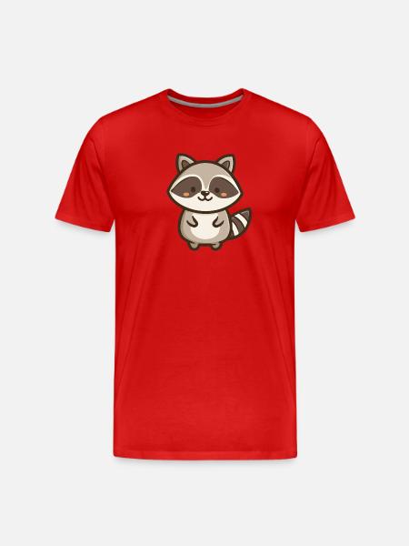 Süßer Waschbär – Kawaii-Waldtier - Männer Premium Bio T-Shirt - Rot