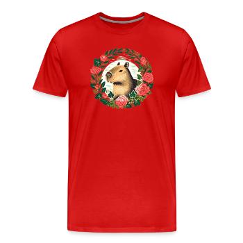 Capybara-Rosenkranz - Männer Premium Bio T-Shirt - Rot - Vorne - Damien (186cm)