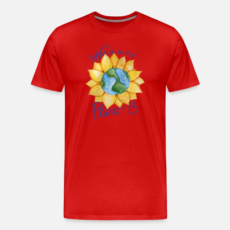 Earth Sunflower Eco Botschaft - Männer Premium Bio T-Shirt - Rot