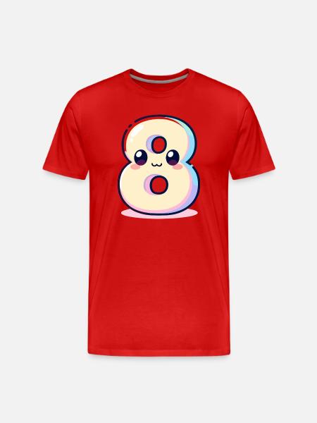 Nummer 8 Kawaii-Regenbogen - Männer Premium Bio T-Shirt - Rot