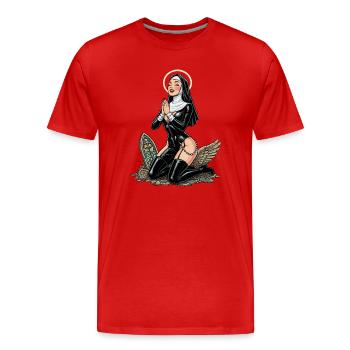 Heilige Nonne auf den Knien - Männer Premium Bio T-Shirt - Rot - Vorne - Damien (186cm)