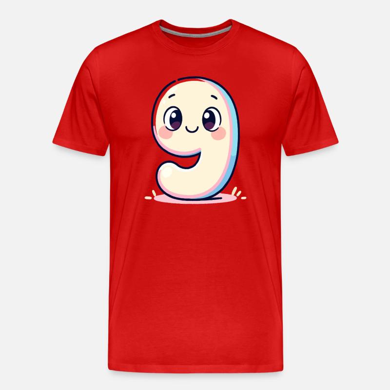 Nummer 9 Lächelnder Pastell - Männer Premium Bio T-Shirt - Rot