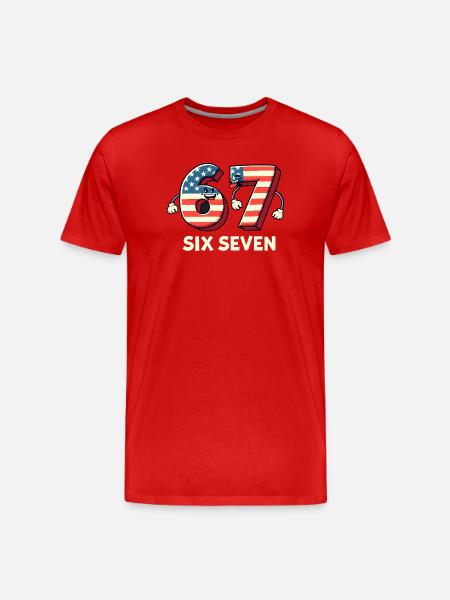 US Flag 67 Memes Six Seven - Men's Premium Organic T-Shirt - red