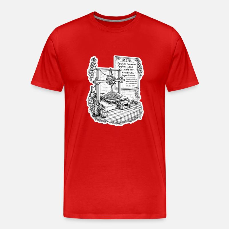 Spaghetti-3D-Drucker - Männer Premium Bio T-Shirt - Rot