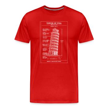 Schiefe Pisa-Turm-Blaupausen-Kunst - Männer Premium Bio T-Shirt - Rot - Vorne - Damien (186cm)