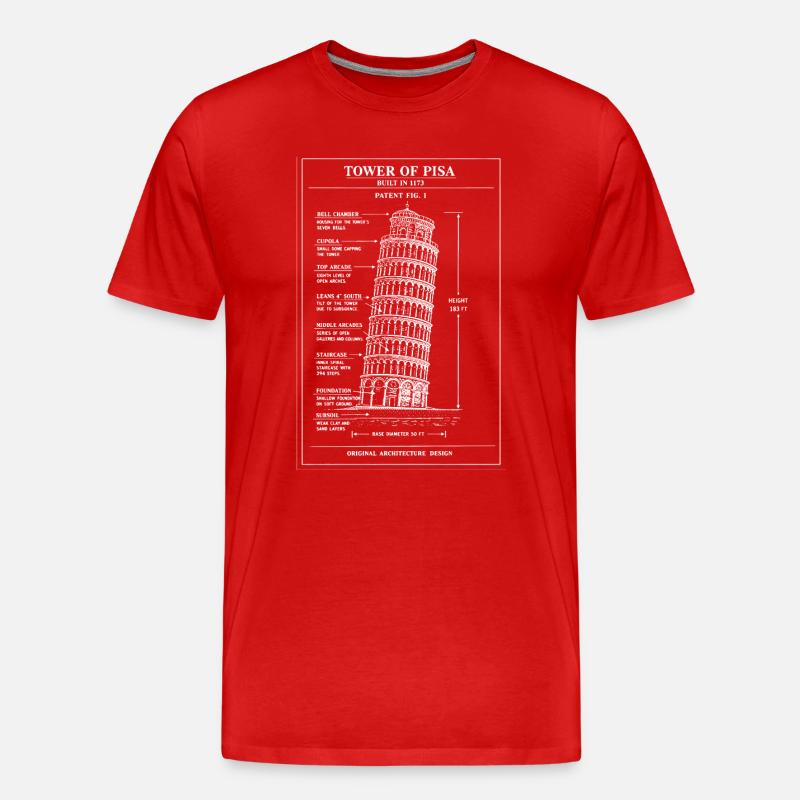Schiefe Pisa-Turm-Blaupausen-Kunst - Männer Premium Bio T-Shirt - Rot