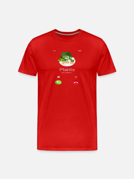 Plants Are Calling Plant Lover - Men's Premium Organic T-Shirt - red