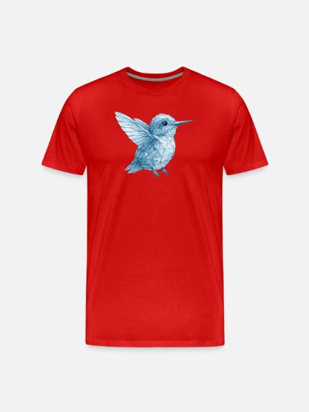 Geometric Blue Humming Bird - Men's Premium Organic T-Shirt - red