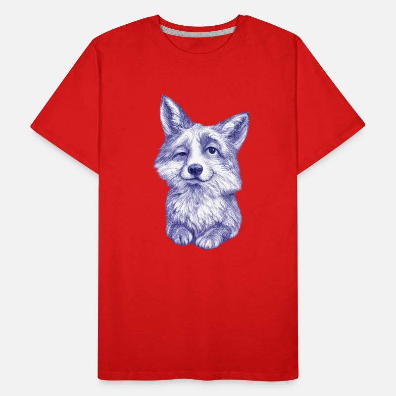 Blue-violet Fox Sketch Men's Premium Organic T-Shirt