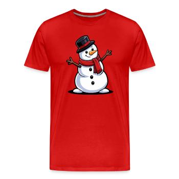 Mascotte d’hiver du Petit bonhomme de neige mignon - T-shirt bio Premium Homme - rouge - Devant - Damien (186cm)