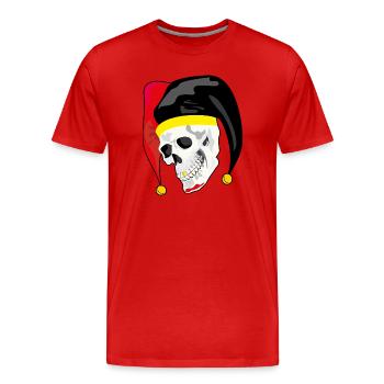 Harlequin Skull: Rebel Style and Gold - Men's Premium Organic T-Shirt - red - Front - Damien (186cm)