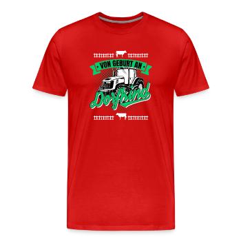 Enfant du village depuis la naissance - T-shirt bio Premium Homme - rouge - Devant - Damien (186cm)