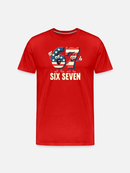 US Flag 67 Memes Six Seven - Men's Premium Organic T-Shirt - red