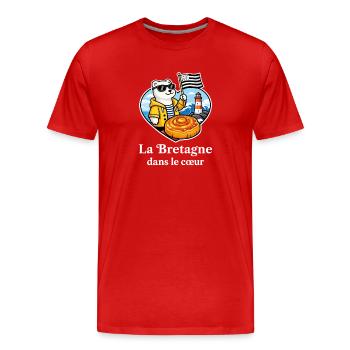 Bretagne im Herzen Hermine Kouign Amann - Männer Premium Bio T-Shirt - Rot - Vorne - Damien (186cm)