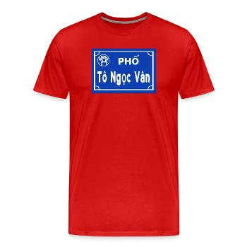hanoi  - Männer Premium Bio T-Shirt - Rot - Vorne - Damien (186cm)