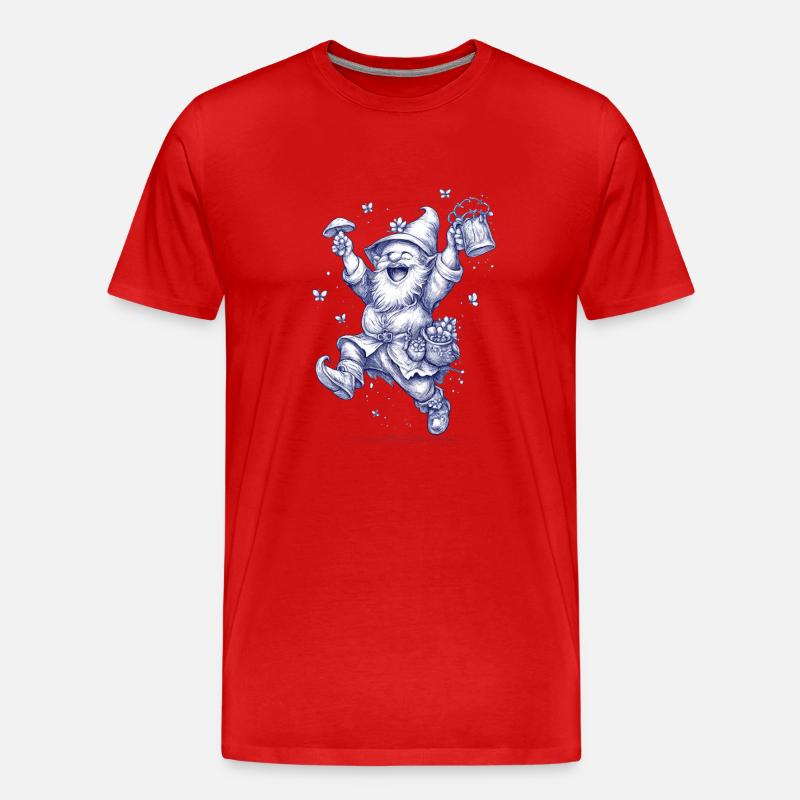 Gnom mit Bierkrug Jubelfest - Männer Premium Bio T-Shirt - Rot