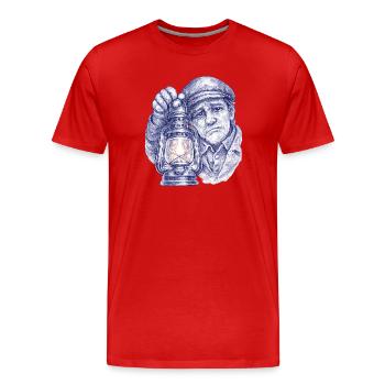 Älterer Mann mit Laterne - Männer Premium Bio T-Shirt - Rot - Vorne - Damien (186cm)