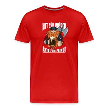 Met Für Brüder Äxte Für Feinde Wikinger Geschenk - Männer Premium Bio T-Shirt - Rot - Vorne - Damien (186cm)