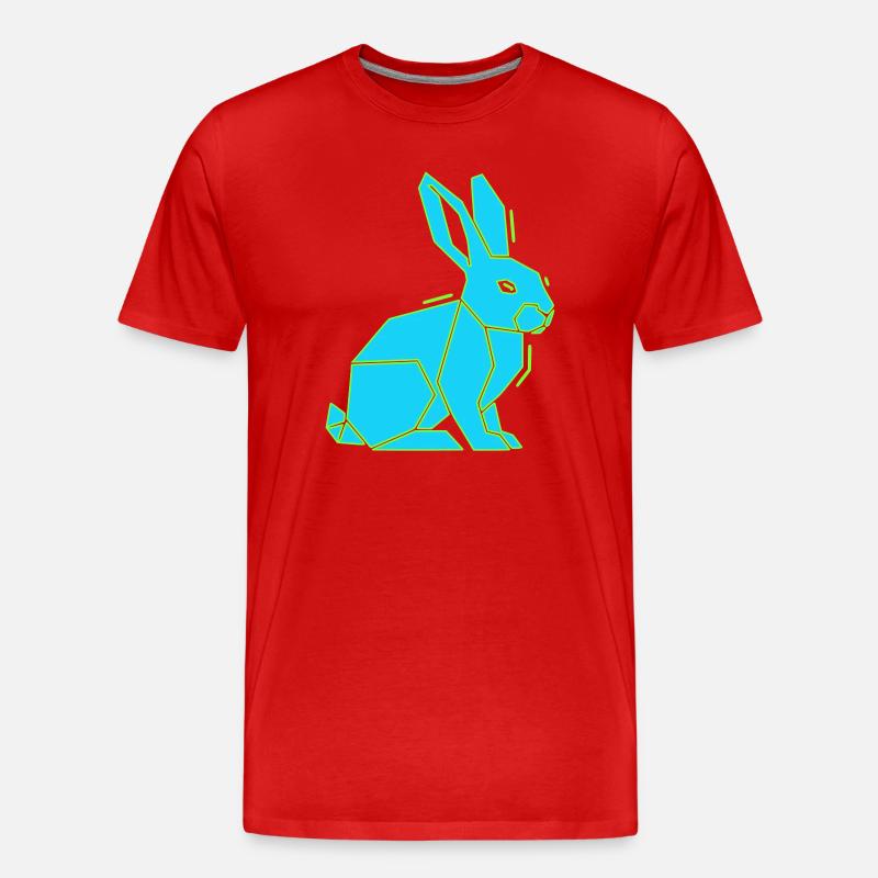 Geometrischer Hase Low Poly Modern - Männer Premium Bio T-Shirt - Rot