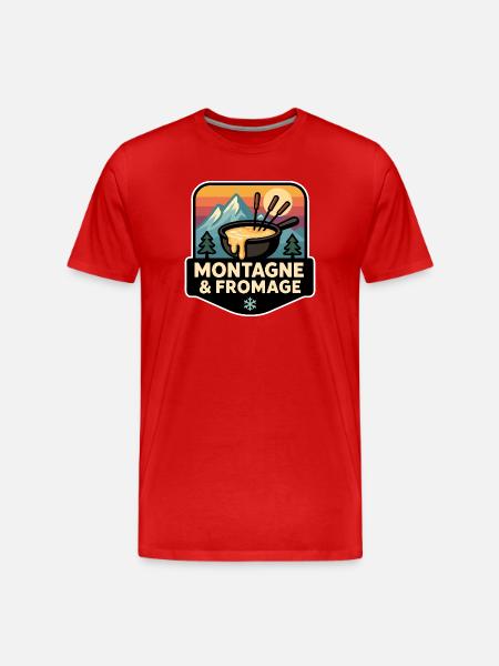 Mountain and Cheese Fondue Savoyarde Alpine - Men's Premium Organic T-Shirt - red