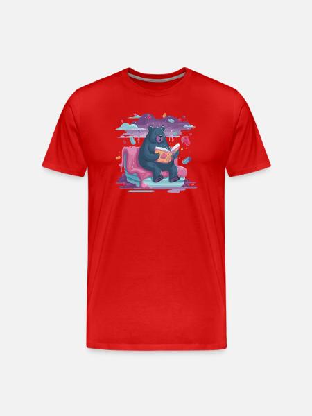 Reading Bear in Candy Dream - Men's Premium Organic T-Shirt - red