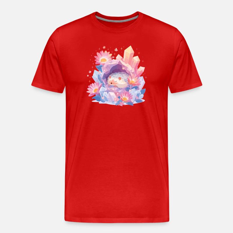 Schlafender Igel im Kristallgarten - Männer Premium Bio T-Shirt - Rot