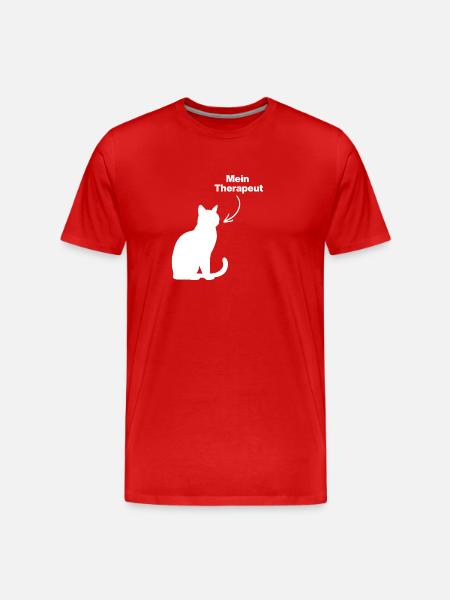 MY THERAPIST: CAT! 😻 CATLOVER CAT LOVE - Men's Premium Organic T-Shirt - red