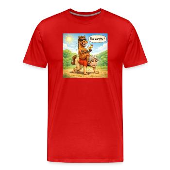 Reversal of horse - male roles - Men's Premium Organic T-Shirt - red - Front - Damien (186cm)