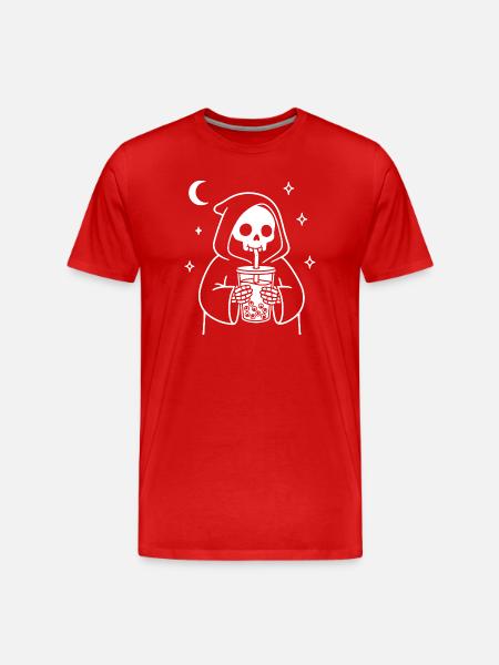 Sensenmann mit Bubble-Eye Tea - Männer Premium Bio T-Shirt - Rot