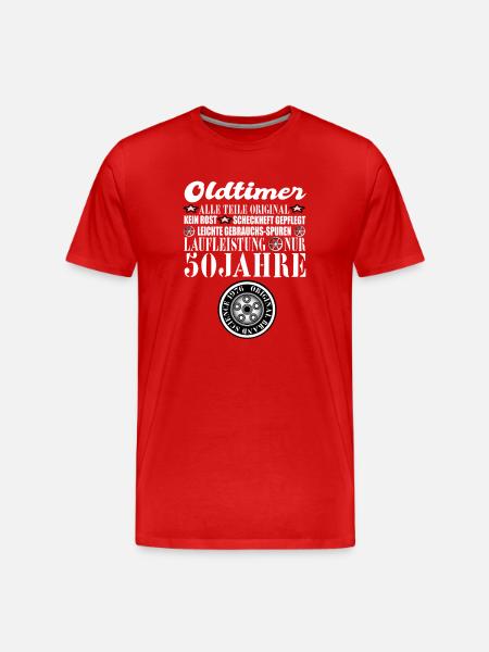 50th Birthday - Classic Car - Men's Premium Organic T-Shirt - red