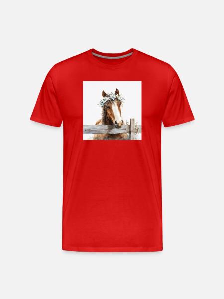 Pastellblüten-Pferdekrone - Männer Premium Bio T-Shirt - Rot