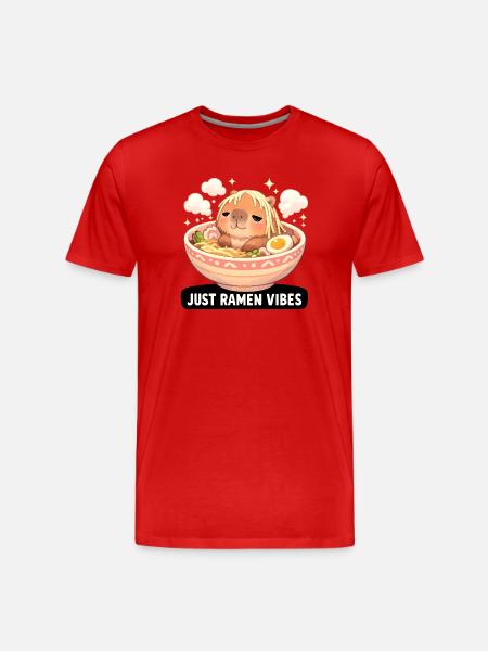 Capybara with ramen vibes - Men's Premium Organic T-Shirt - red