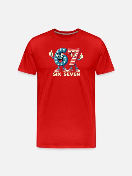 US Flag 67 Memes Six Seven - Men's Premium Organic T-Shirt - red