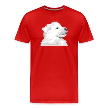 Weißer Welpe - Männer Premium Bio T-Shirt - Rot - Vorne - Damien (186cm)