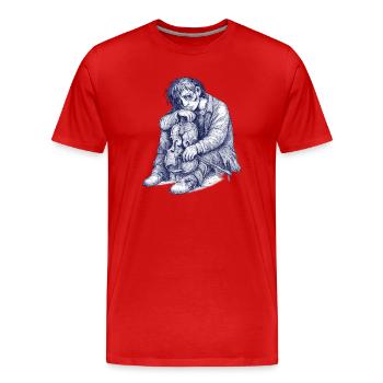 Croquis mélancolique de violon - T-shirt bio Premium Homme - rouge - Devant - Damien (186cm)