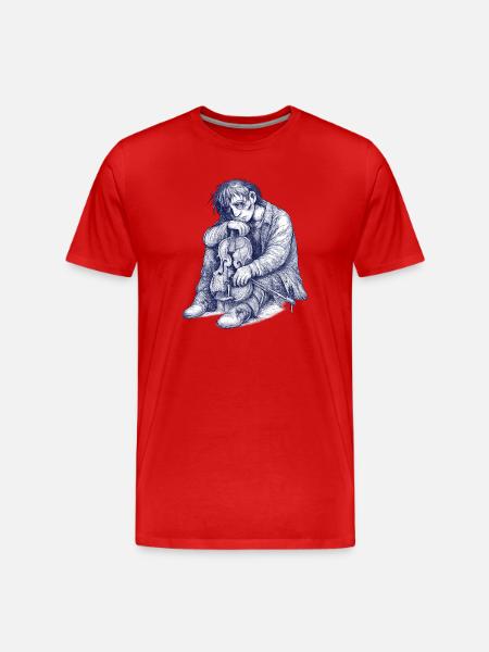 Melancholic Violin Sketch - Men's Premium Organic T-Shirt - red