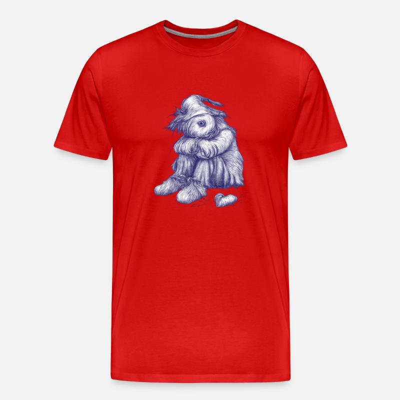 Traurige Zottel-Vogelscheuche hat Herz verloren - Männer Premium Bio T-Shirt - Rot