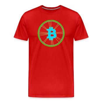 Vecteur de vitesse des wireframes Bitcoin - T-shirt bio Premium Homme - rouge - Devant - Damien (186cm)