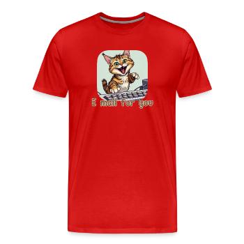 Cat composition: Mail kitten on the PC - Men's Premium Organic T-Shirt - red - Front - Damien (186cm)