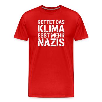 Rettet das Klima esst mehr Nazis - Gegen Rechts - Männer Premium Bio T-Shirt - Rot - Vorne - Damien (186cm)