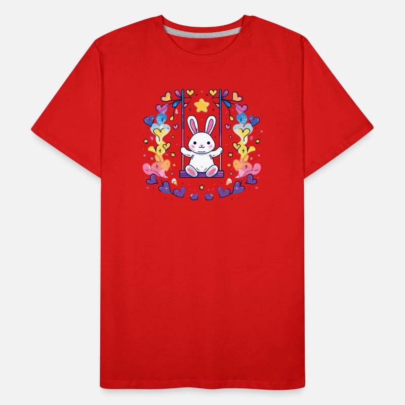 Design joyeux de balançoire de lapin T-shirt bio Premium Homme