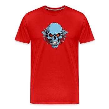 NeonRider – Blue Skull Rock & Streetwear Design - Männer Premium Bio T-Shirt - Rot - Vorne - Damien (186cm)