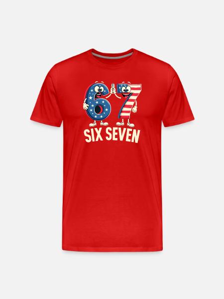 US Flag 67 Memes Six Seven - Men's Premium Organic T-Shirt - red