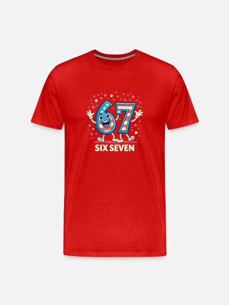 US Flag 67 Memes Six Seven - T-shirt bio Premium Homme - rouge