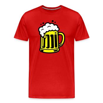 Icône de chope de bière - T-shirt bio Premium Homme - rouge - Devant - Damien (186cm)