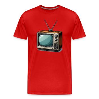 TV rétro avec antennes - T-shirt bio Premium Homme - rouge - Devant - Damien (186cm)