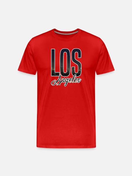 Los Angeles Skyline Lettering - Men's Premium Organic T-Shirt - red