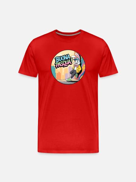 Happy Easter Street Bunny - Men's Premium Organic T-Shirt - red