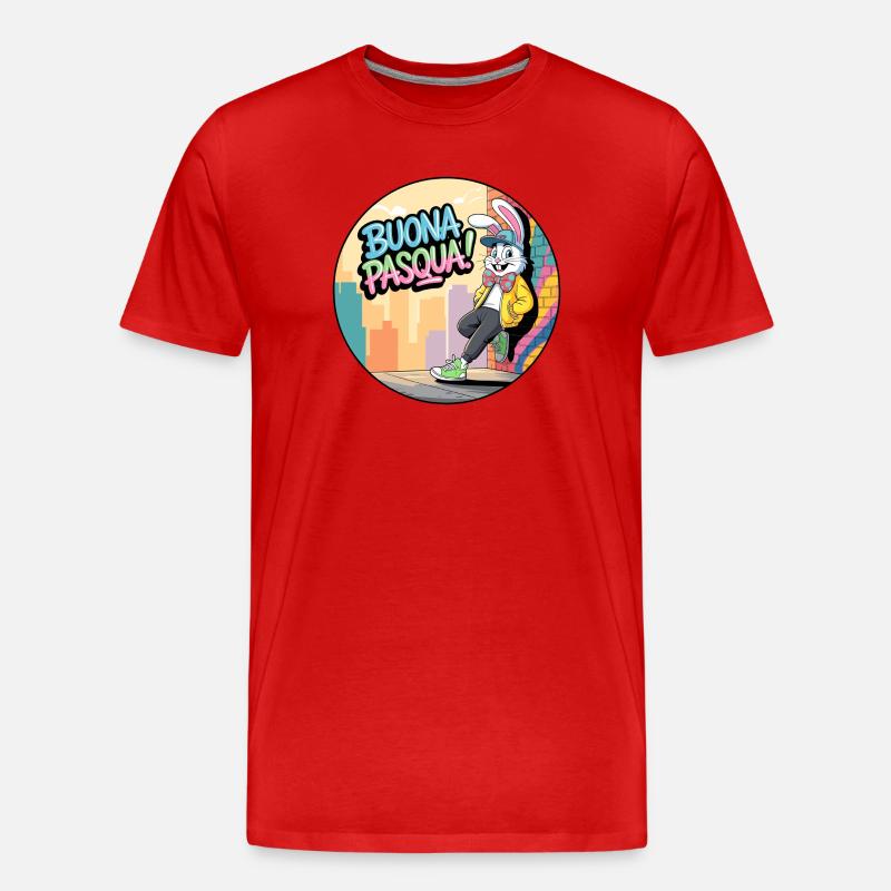 Frohes Osterhase, Straßenhase - Männer Premium Bio T-Shirt - Rot